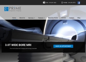 How primemri.com looks like on a tablet such as an iPad.