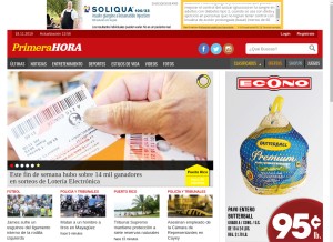 How primerahora.com looks like on a tablet such as an iPad.