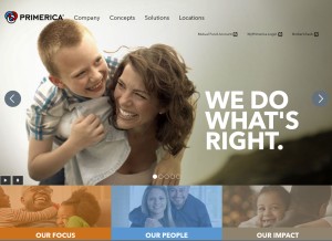 How primerica.com looks like on a tablet such as an iPad.