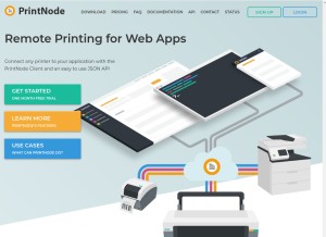 How printnode.com looks like on a tablet such as an iPad.