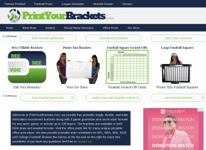 How printyourbrackets.com looks like on a tablet such as an iPad.