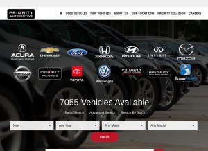 How priorityauto.com looks like on a tablet such as an iPad.