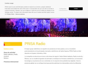 How prisaradio.com looks like on a tablet such as an iPad.