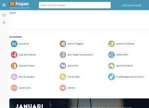 How prisjakt.nu looks like on a tablet such as an iPad.