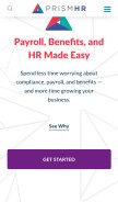 How prismhr.com looks like on a mobile device such as an iPhone.
