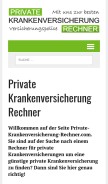How private-krankenversicherung-rechner.com looks like on a mobile device such as an iPhone.