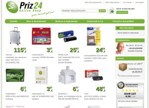 How priz24.de looks like on a tablet such as an iPad.
