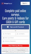 How prizerebel.com looks like on a mobile device such as an iPhone.