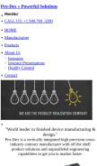 How pro-dex.com looks like on a mobile device such as an iPhone.