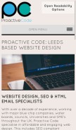How proactivecode.com looks like on a mobile device such as an iPhone.