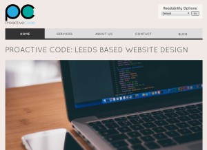 How proactivecode.com looks like on a tablet such as an iPad.