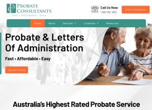 How probateconsultants.com.au looks like on a tablet such as an iPad.