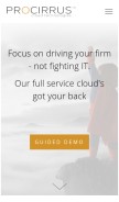 How procirrus.com looks like on a mobile device such as an iPhone.