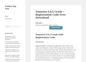 How productkeyfree.org looks like on a tablet such as an iPad.