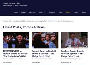 How productplacementblog.com looks like on a tablet such as an iPad.
