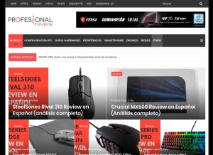 How profesionalreview.com looks like on a tablet such as an iPad.