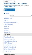 How professionalplastics.com looks like on a mobile device such as an iPhone.