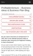 How profitableventure.com looks like on a mobile device such as an iPhone.