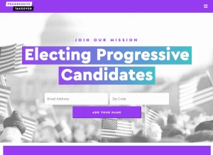 How progressivetakeover.org looks like on a tablet such as an iPad.
