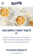 How progresso.com looks like on a mobile device such as an iPhone.