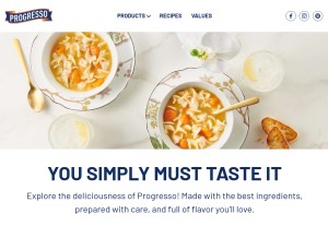 How progresso.com looks like on a tablet such as an iPad.