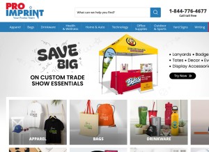 How proimprint.com looks like on a tablet such as an iPad.