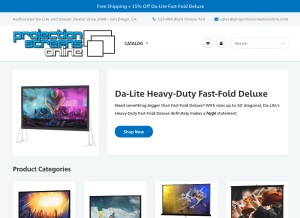 How projectionscreensonline.com looks like on a tablet such as an iPad.