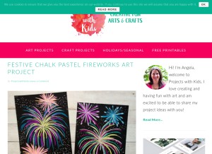 How projectswithkids.com looks like on a tablet such as an iPad.