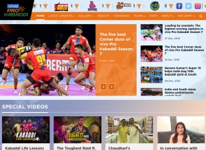 How prokabaddi.com looks like on a tablet such as an iPad.