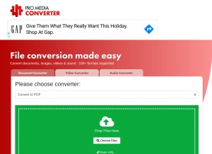 How promediaconverter.com looks like on a tablet such as an iPad.