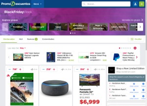 How promodescuentos.com looks like on a tablet such as an iPad.