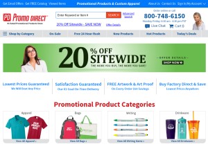 How promodirect.com looks like on a tablet such as an iPad.