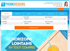 How promosejours.com looks like on a tablet such as an iPad.