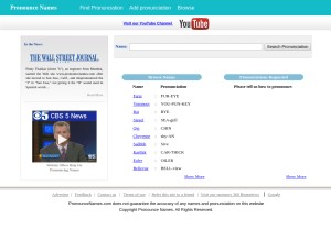 How pronouncenames.com looks like on a tablet such as an iPad.