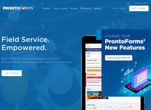 How prontoforms.com looks like on a tablet such as an iPad.