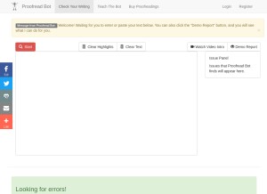 How proofreadbot.com looks like on a tablet such as an iPad.
