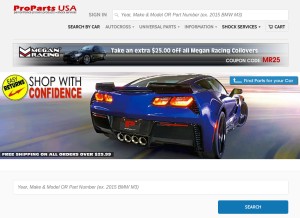 How propartsusa.com looks like on a tablet such as an iPad.
