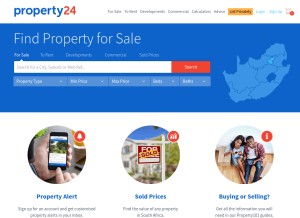 How property24.com looks like on a tablet such as an iPad.