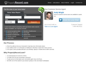 How propertyrecord.com looks like on a tablet such as an iPad.