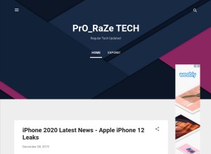 How prorazetech.com looks like on a tablet such as an iPad.