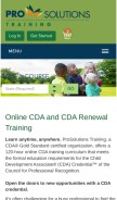 How prosolutionstraining.com looks like on a mobile device such as an iPhone.