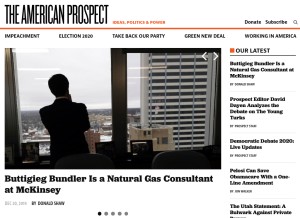 How prospect.org looks like on a tablet such as an iPad.