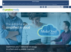 How protecmedia.com looks like on a tablet such as an iPad.