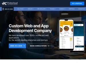 How protocloudtechnologies.com looks like on a tablet such as an iPad.
