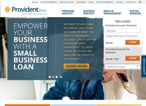 How provident.bank looks like on a tablet such as an iPad.