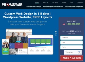 How proweaver.com looks like on a tablet such as an iPad.