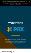 How prx.org looks like on a mobile device such as an iPhone.
