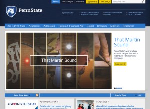 How psu.edu looks like on a tablet such as an iPad.