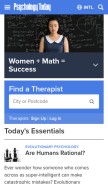 How psychologytoday.com looks like on a mobile device such as an iPhone.