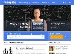 How psychologytoday.com looks like on a tablet such as an iPad.